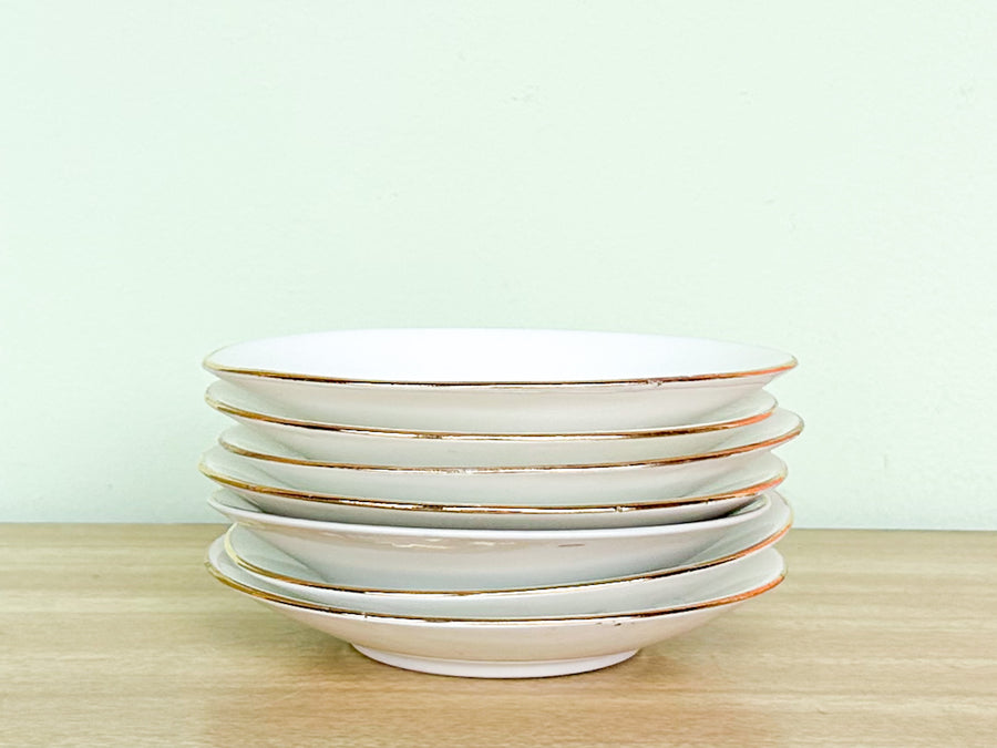 Set of Six Petite Decoupage Shell Plates