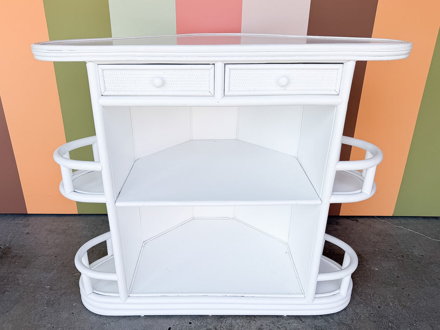 Newly Painted Triangular Rattan Bar