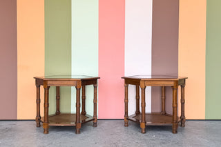 Pair of Handsome Faux Bamboo Side Tables