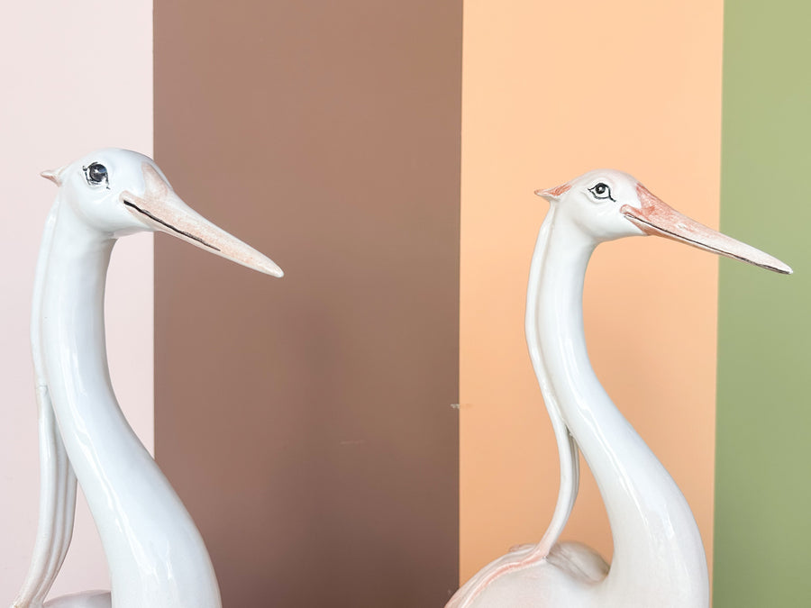 Pair of Huge Ceramic Herons