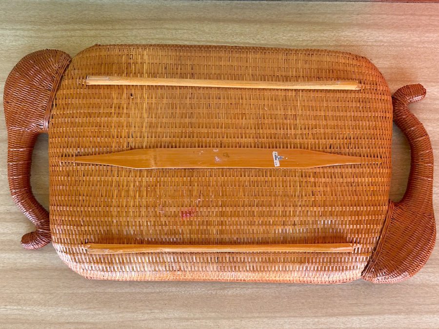 Pair of Rattan Elephant Trays
