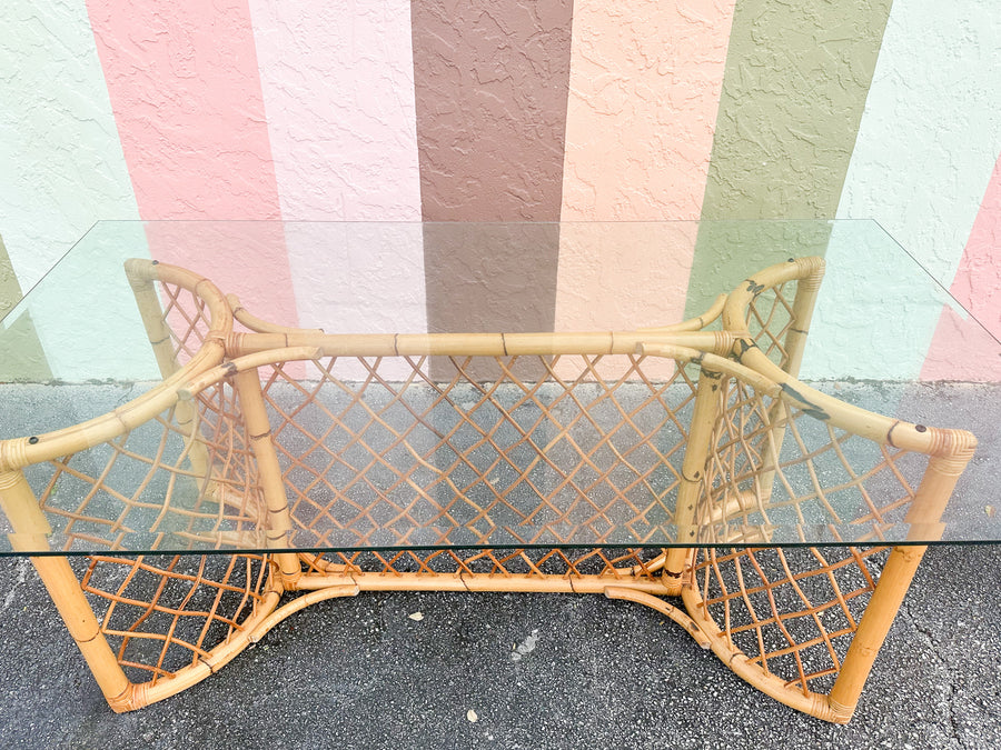 Coastal Chic Rattan Dining Table