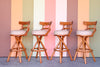 Set of Four Old Florida Rattan Bar Stools