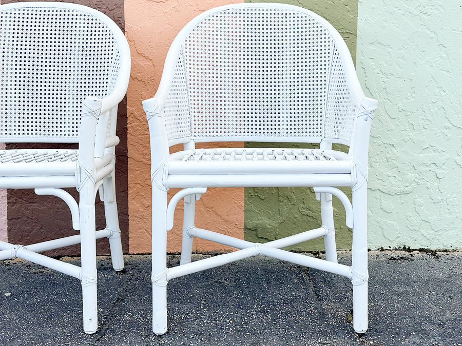 Pair of McGuire Rattan and Cane Barrel Chairs