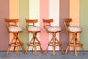 Set of Four Old Florida Rattan Bar Stools