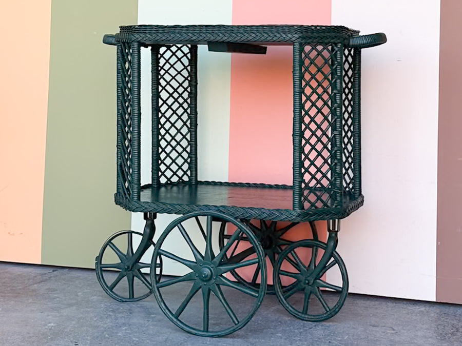 Braided Rattan Tea Cart