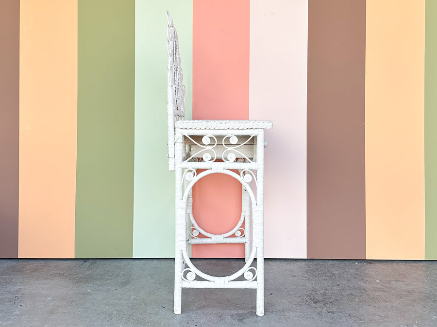 Sweet Wicker Vanity and Stool