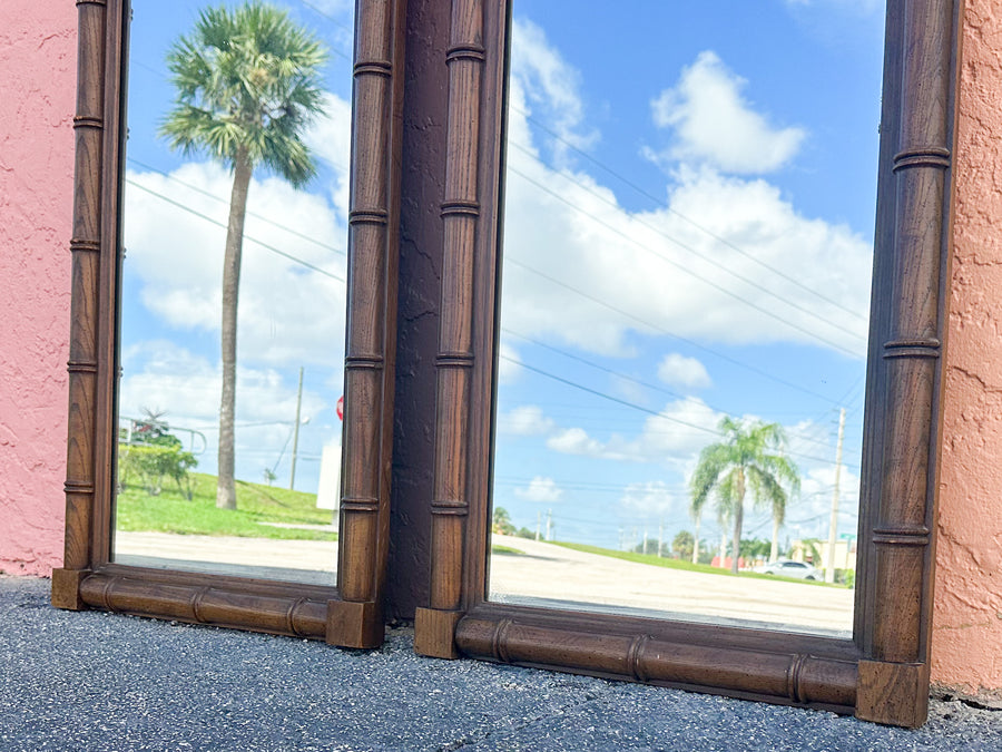 Pair of Greek Key Faux Bamboo Mirrors