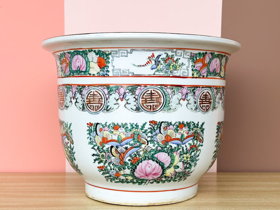 Italian Famille Rose Cachepot
