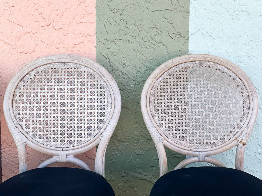 Set of Four Cane Back Rattan Chairs