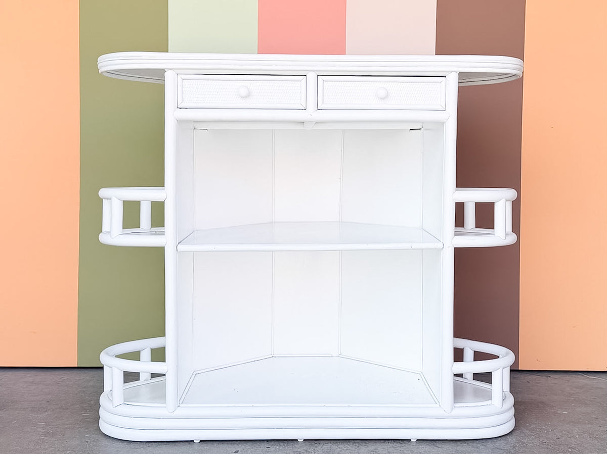 Newly Painted Triangular Rattan Bar