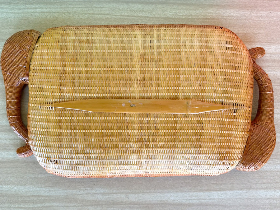 Pair of Rattan Elephant Trays