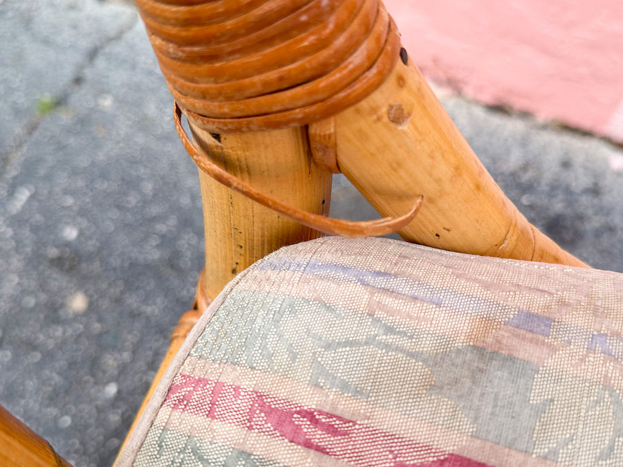 Set of Six Old Florida Rattan Dining Chairs