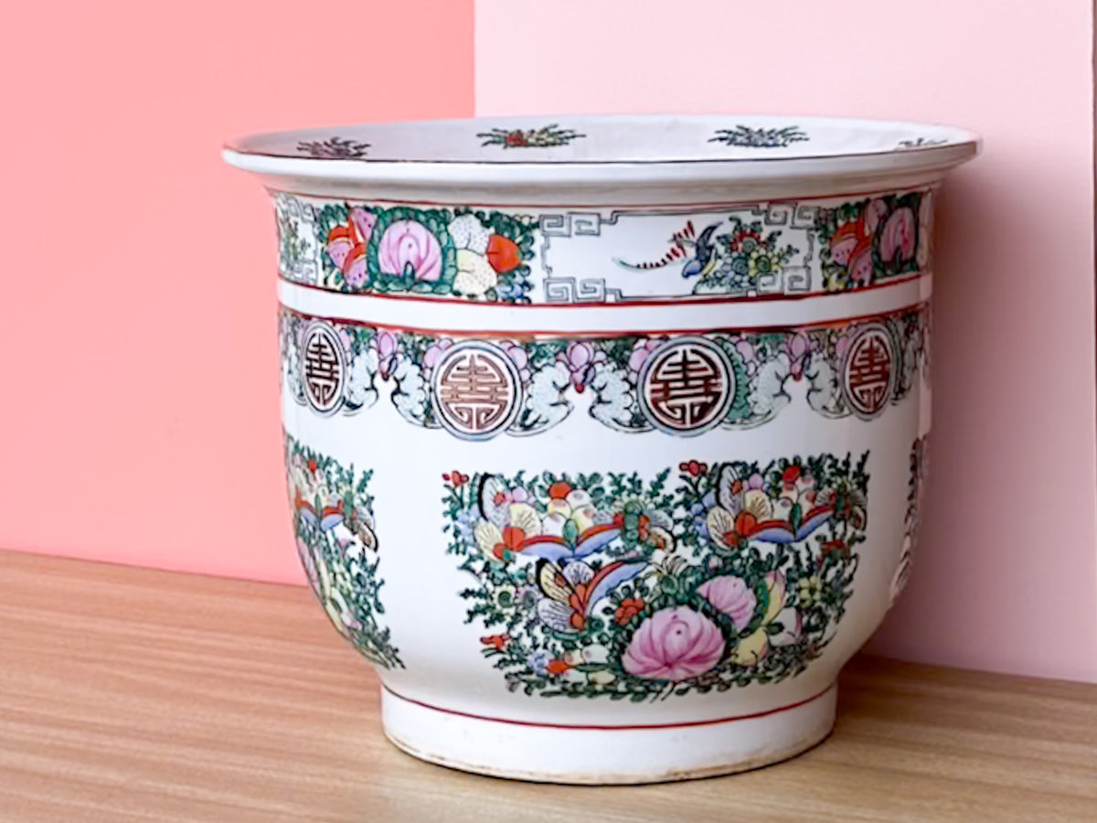 Italian Famille Rose Cachepot