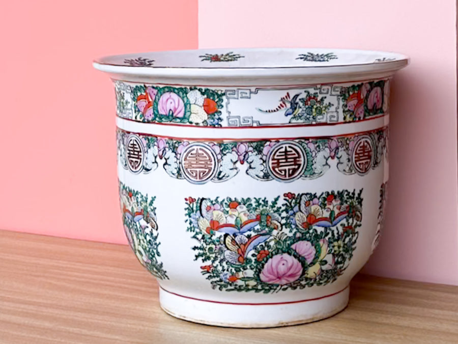 Italian Famille Rose Cachepot