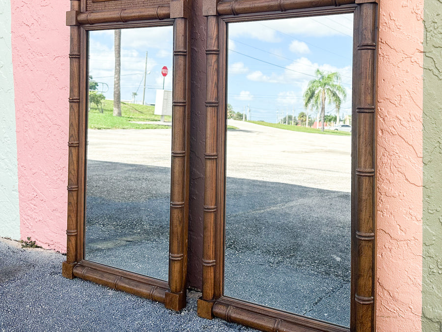 Pair of Greek Key Faux Bamboo Mirrors
