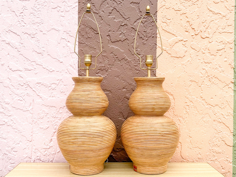Pair of Modern Society Social Pencil Reed Lamps