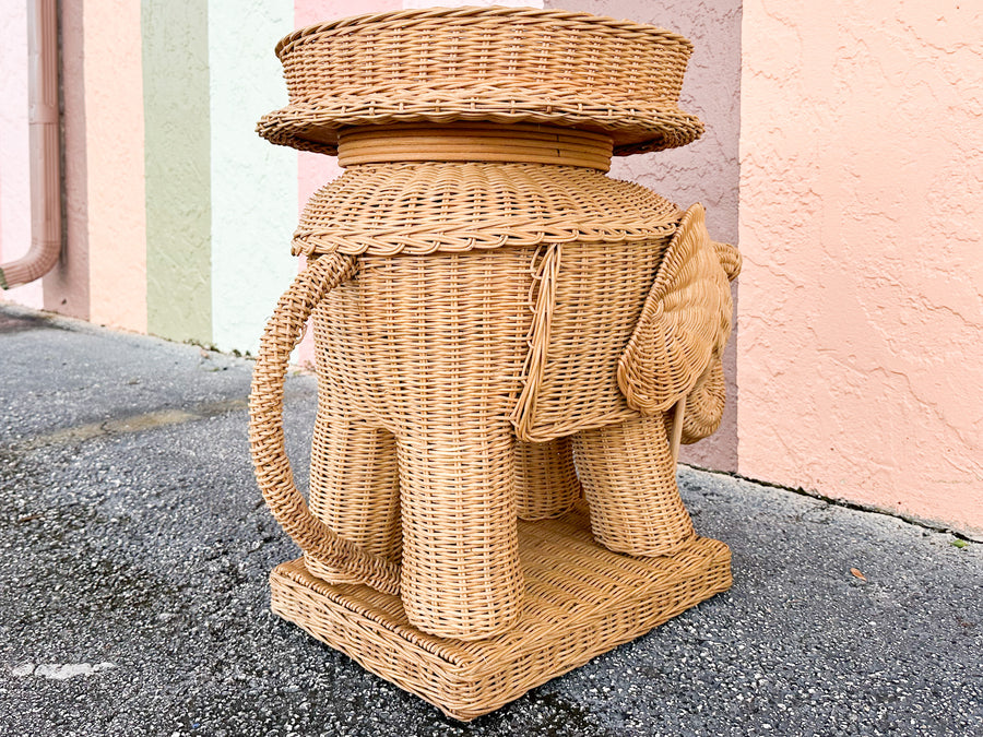 Wicker Elephant Side Table