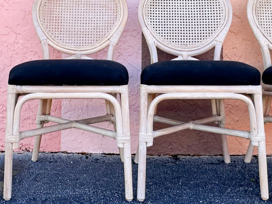 Set of Four Cane Back Rattan Chairs
