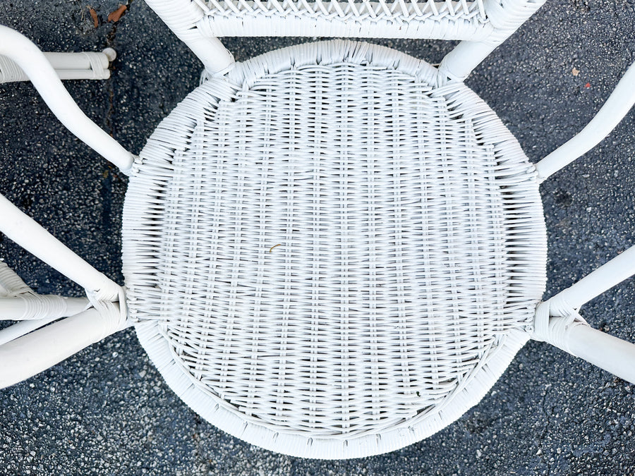 Set of Four Palm Beach Chic Rattan Dining Chairs