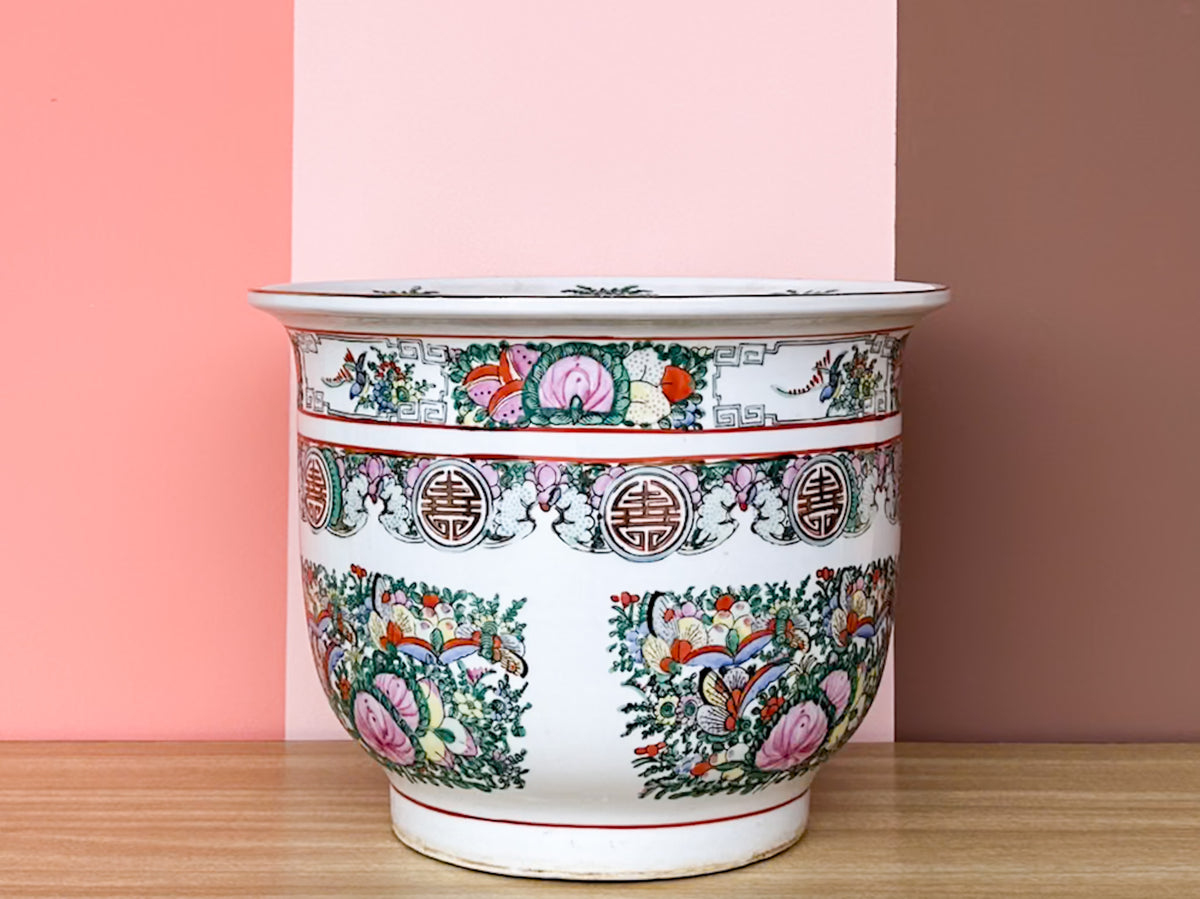 Italian Famille Rose Cachepot