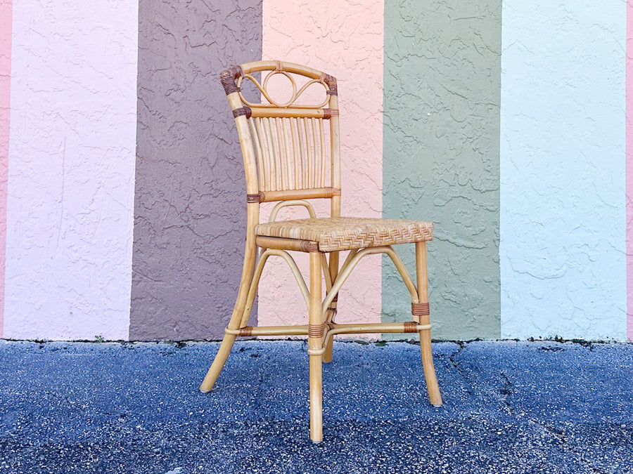 Set of Four Cute Rattan Bistro Dining Chairs