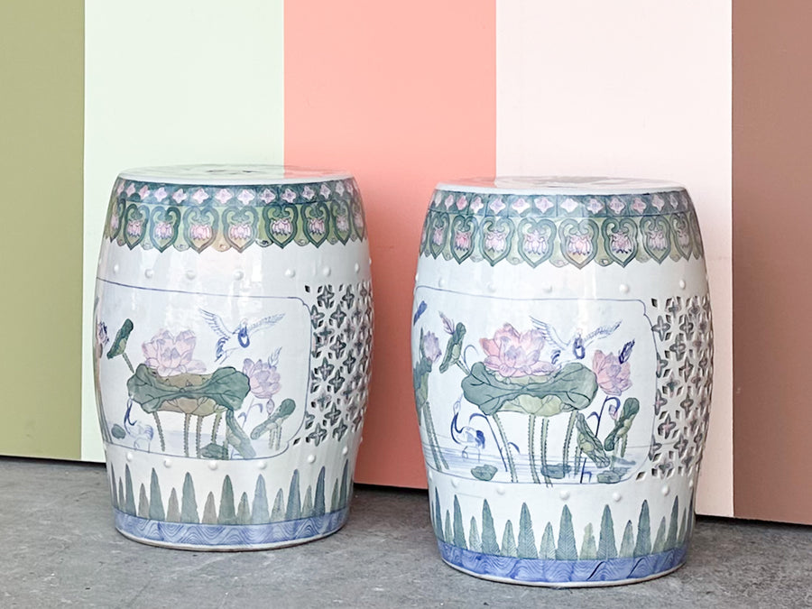 Pair of Pierced Chinoiserie Garden Seats