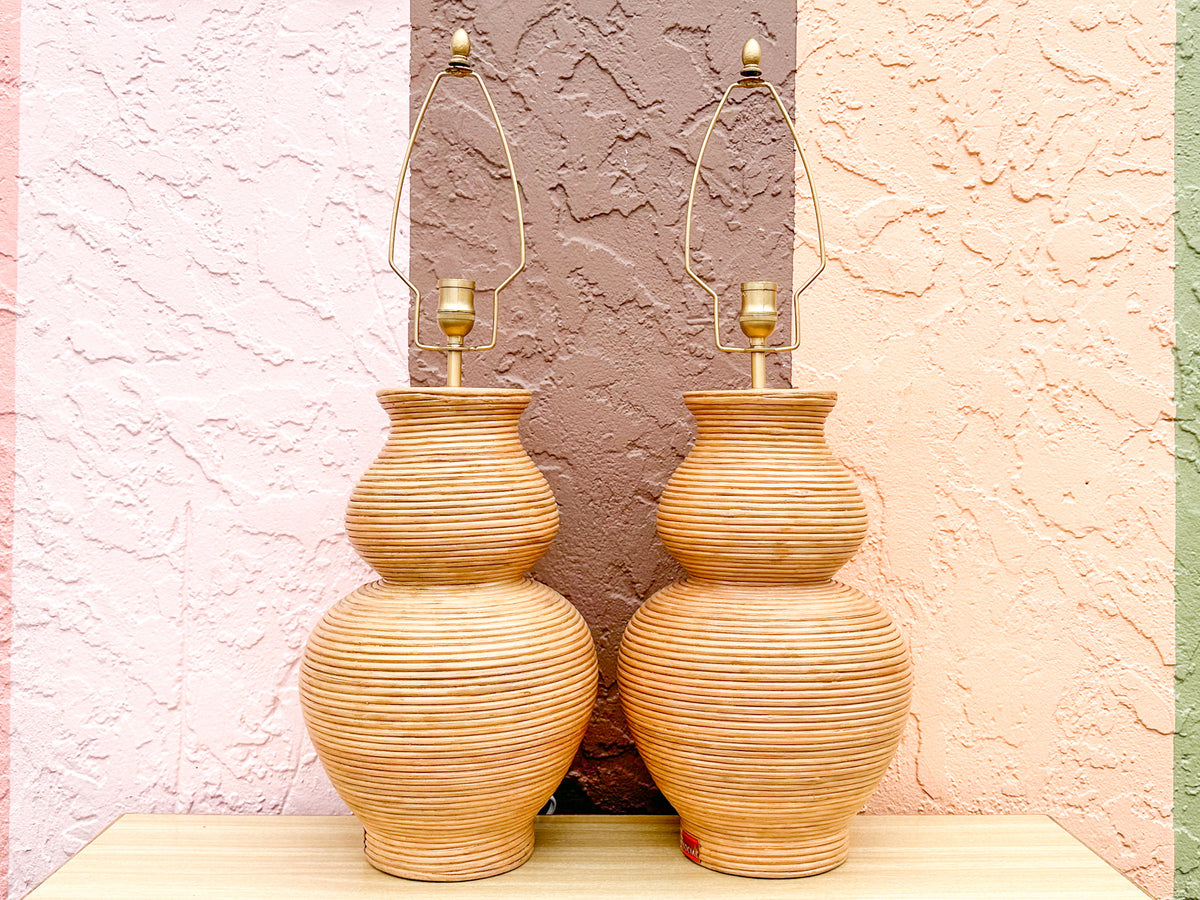Pair of Modern Society Social Pencil Reed Lamps