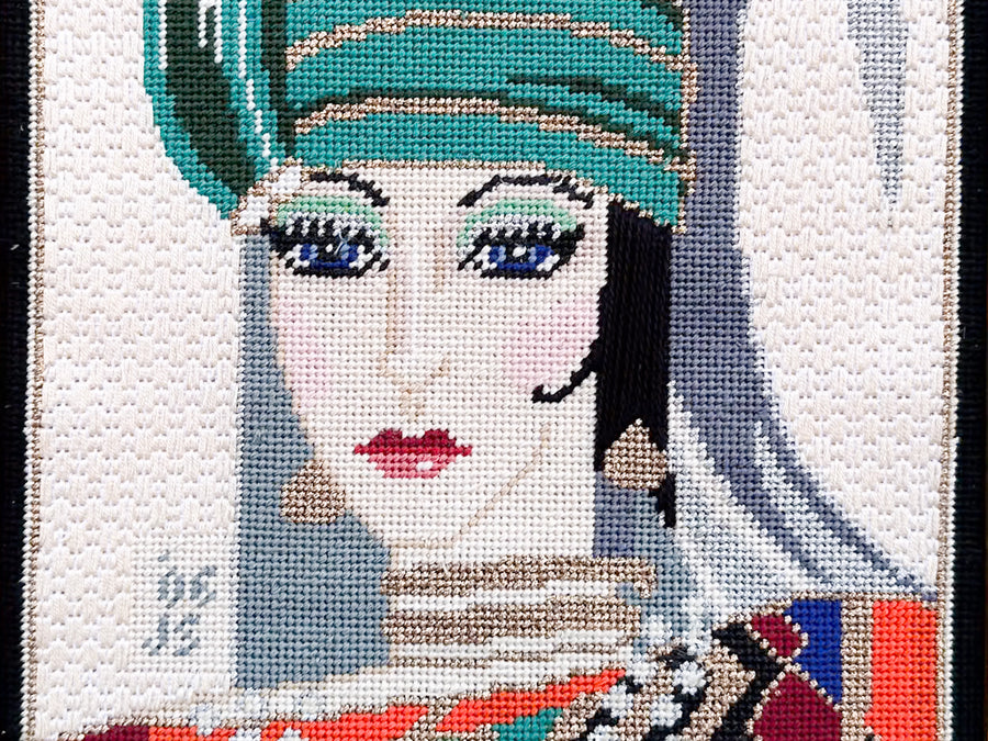 Glam Gal Needlepoint Framed Art