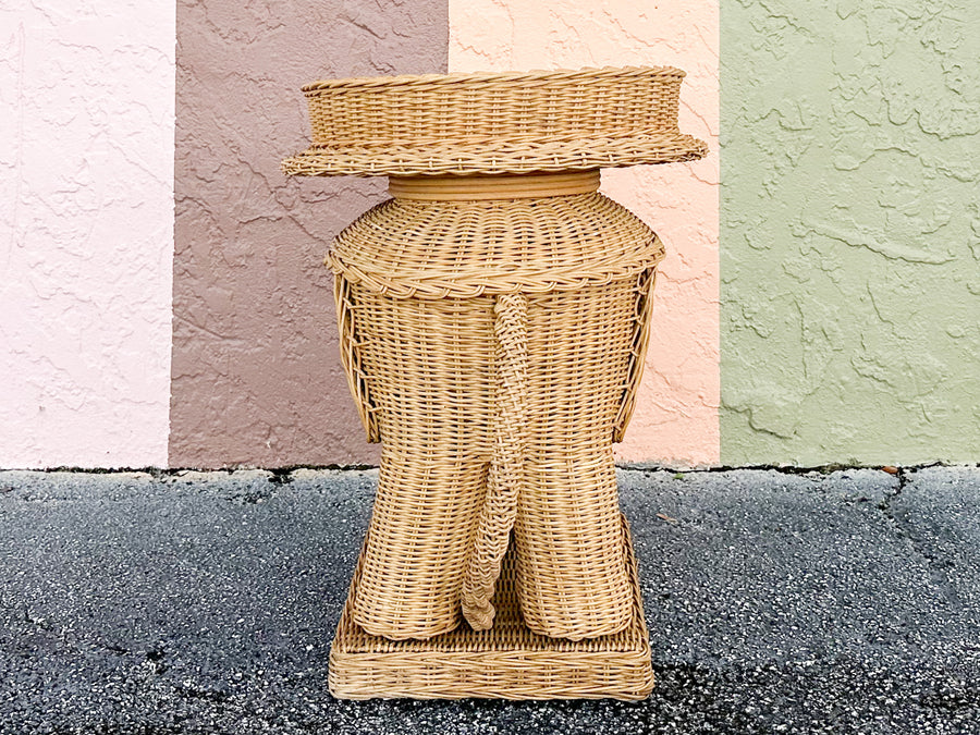 Wicker Elephant Side Table