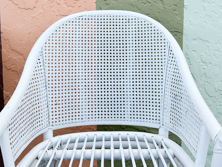 Pair of McGuire Rattan and Cane Barrel Chairs