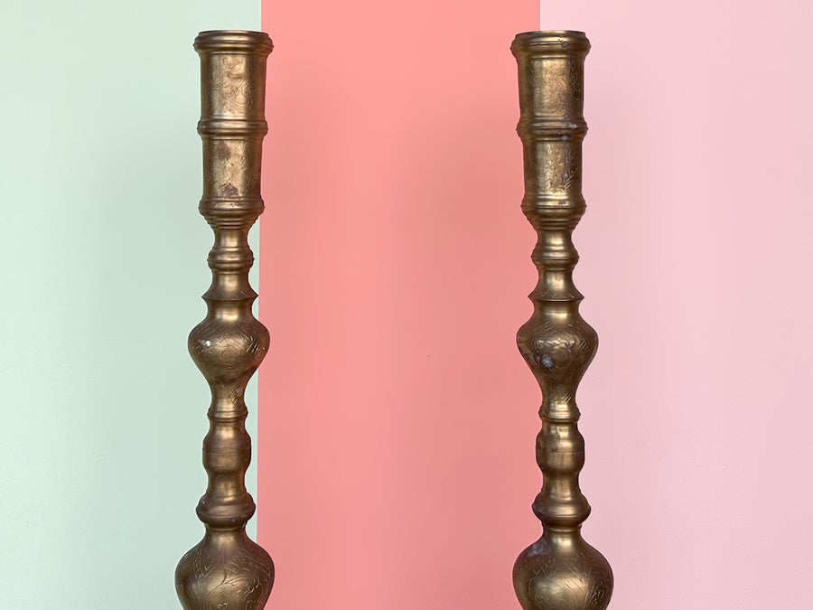 Pair of Large Brass Candlesticks