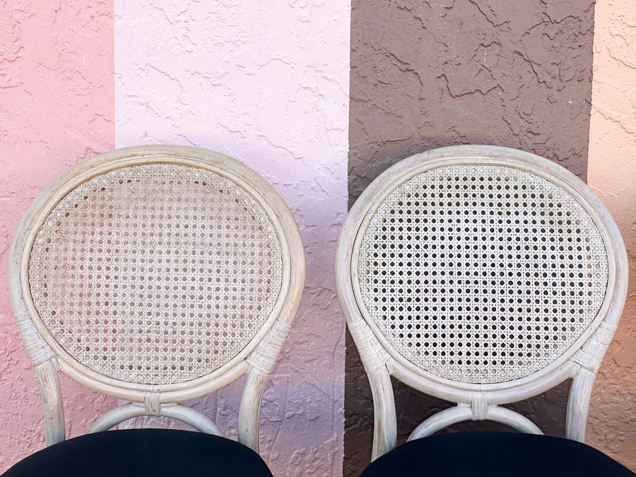 Set of Four Cane Back Rattan Chairs