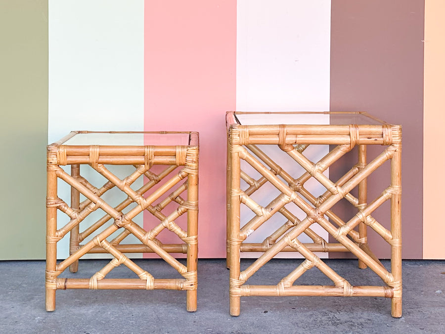 Chippendale Rattan Nesting Tables