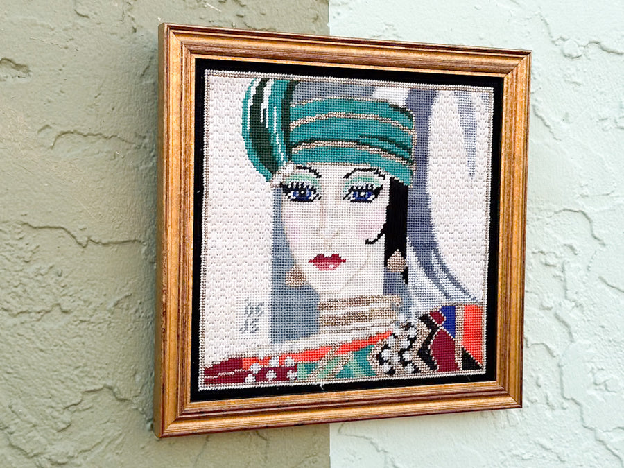 Glam Gal Needlepoint Framed Art