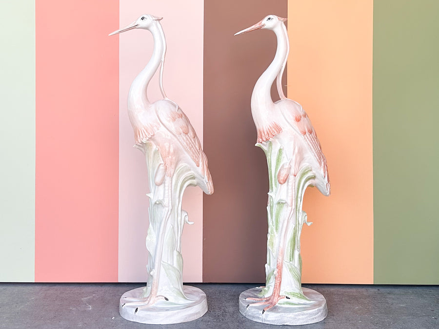 Pair of Huge Ceramic Herons