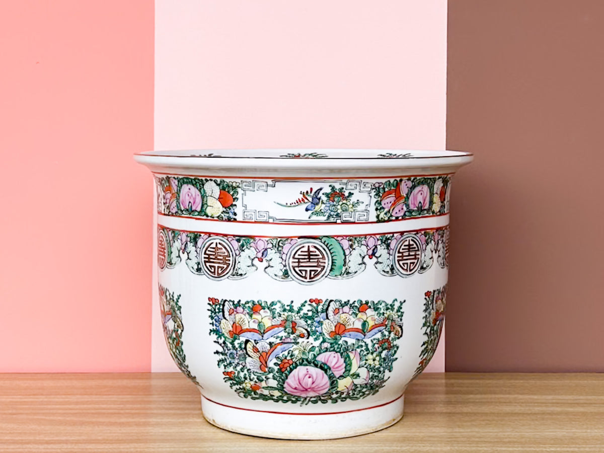 Italian Famille Rose Cachepot