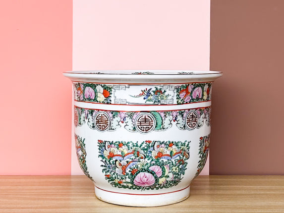 Italian Famille Rose Cachepot