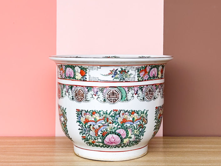 Italian Famille Rose Cachepot