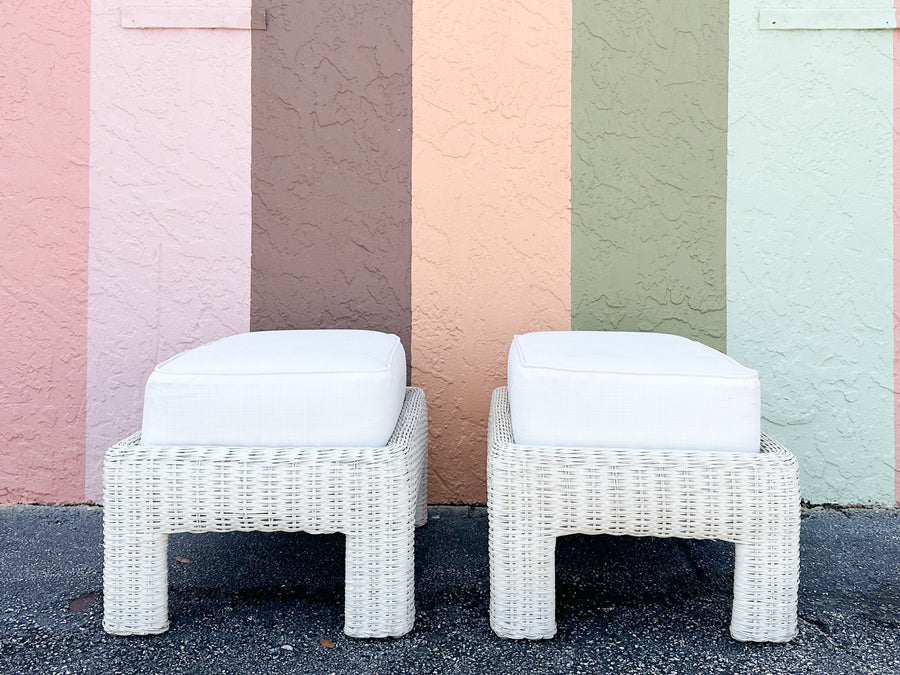 Pair of Wicker Chic Ottomans