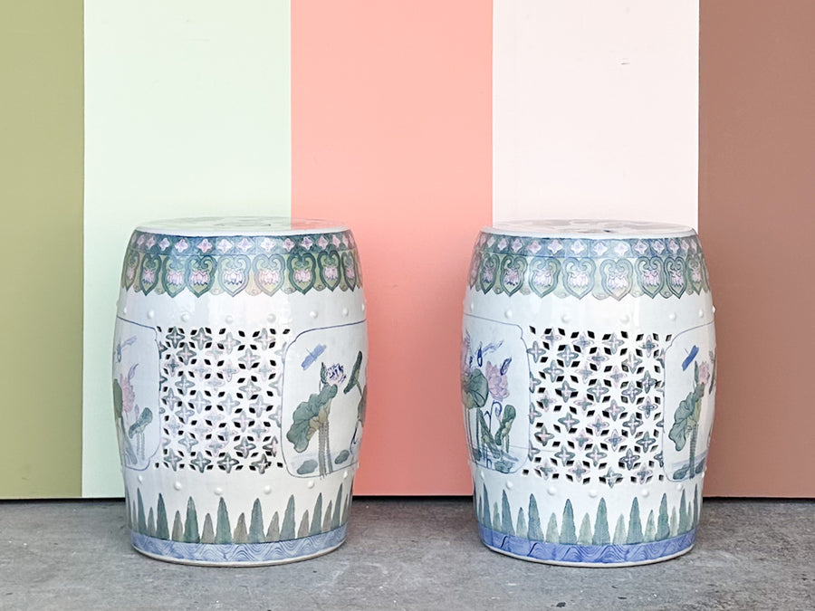 Pair of Pierced Chinoiserie Garden Seats