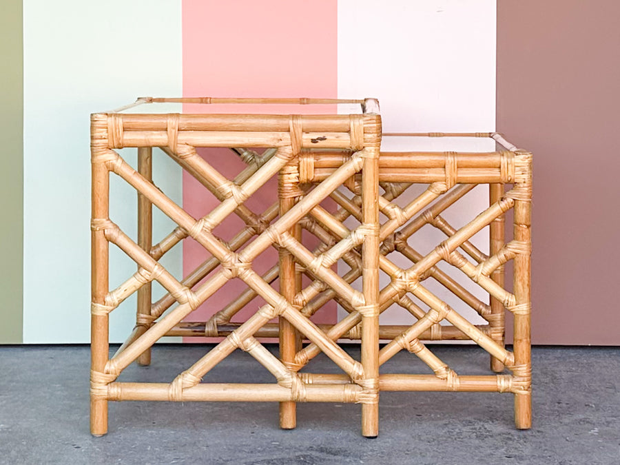 Chippendale Rattan Nesting Tables