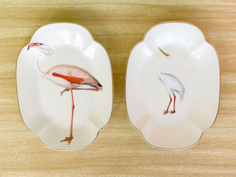 Set of Four Decoupage Bird Plates