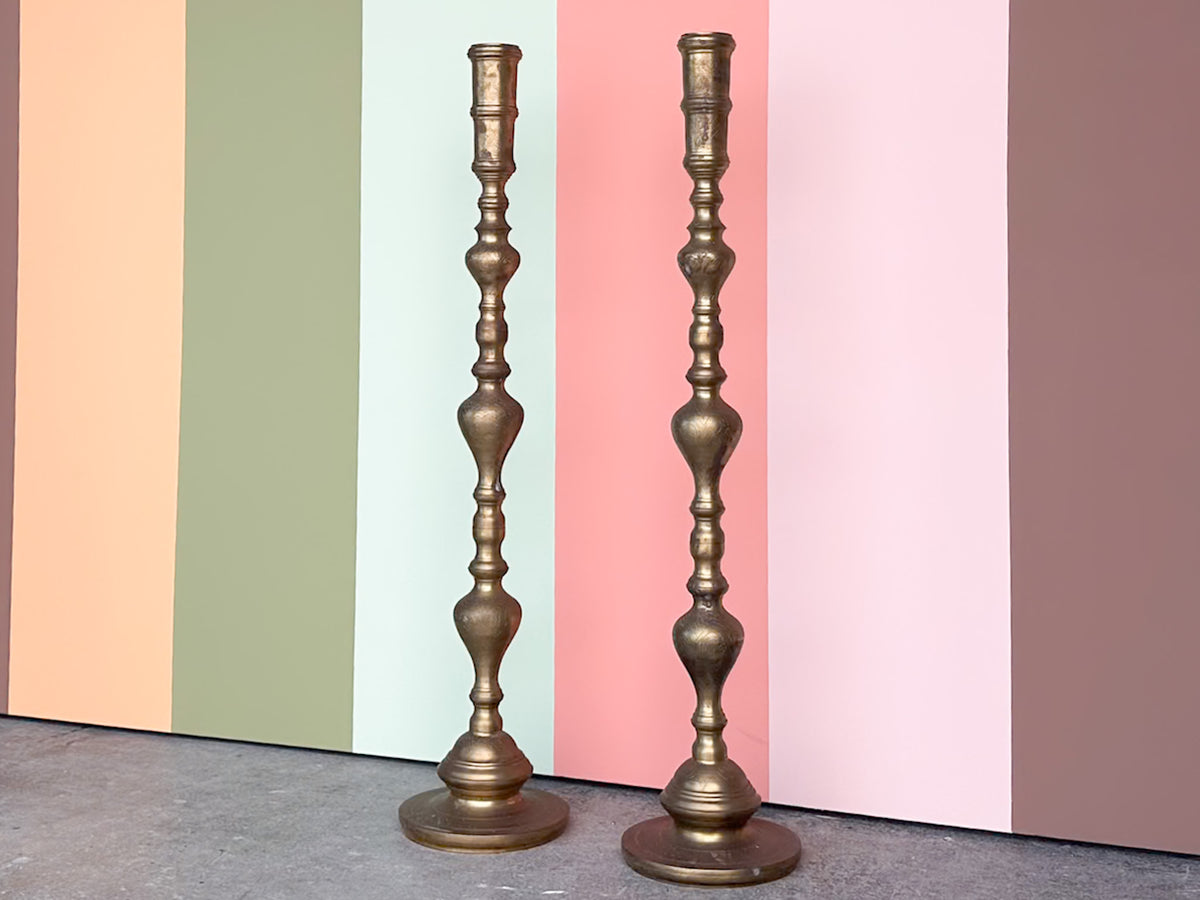Pair of Large Brass Candlesticks