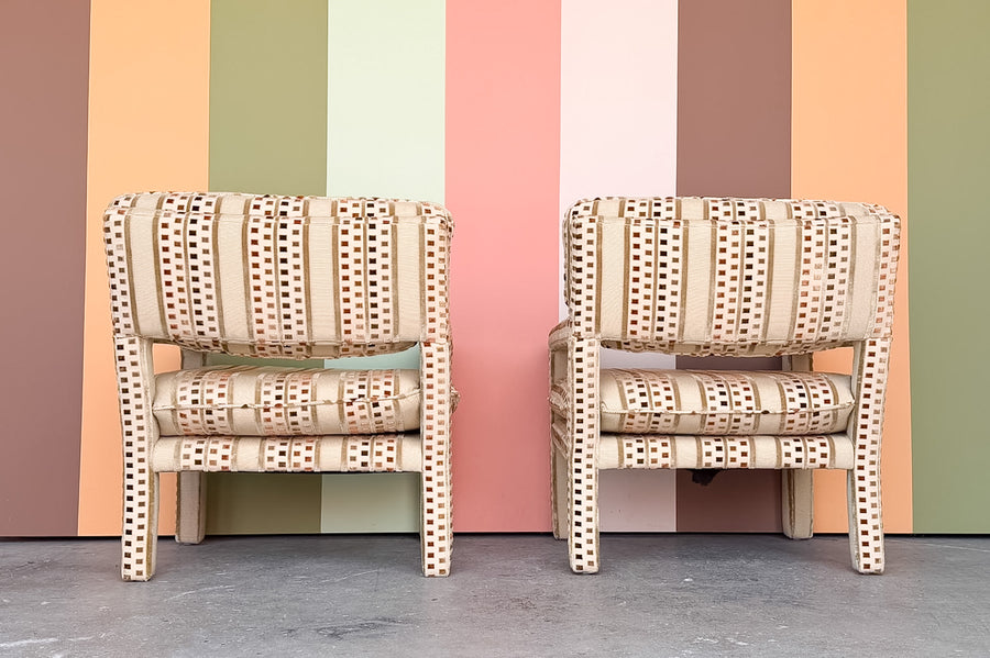 Pair of Parsons Style Upholstered Chairs