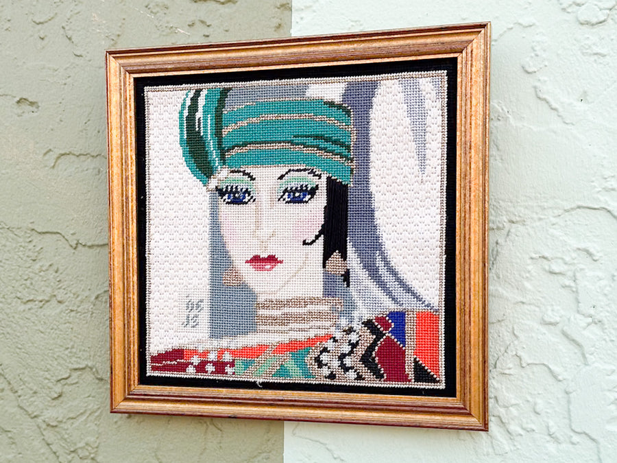Glam Gal Needlepoint Framed Art