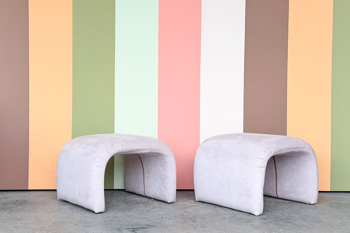 Pair of Upholstered Waterfall Stools