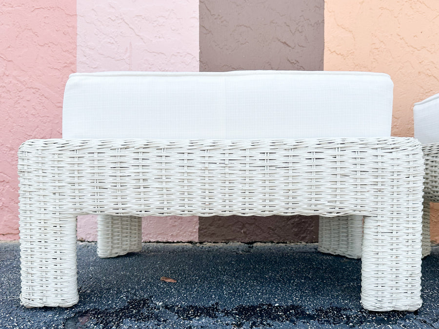 Pair of Wicker Chic Ottomans