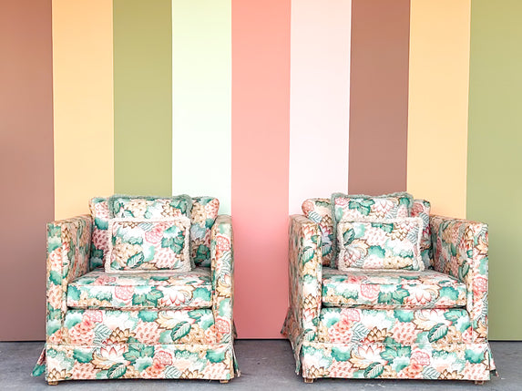 Pair of Palm Beach Chic Upholstered Chairs