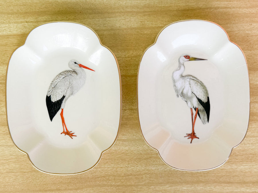 Set of Four Decoupage Bird Plates